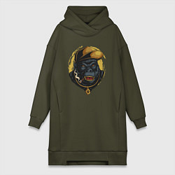 Женское худи-платье Hip-hop Gorilla, цвет: хаки