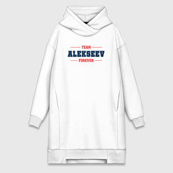 Женское худи-платье Team Alekseev Forever фамилия на латинице, цвет: белый