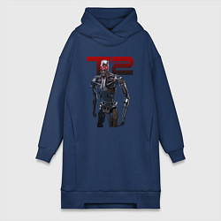 Женское худи-платье Terminator 2 - T800, цвет: тёмно-синий