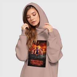 Женское худи-платье Очень странные дела, персонажи, цвет: пыльно-розовый — фото 2