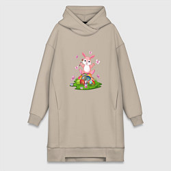 Женская толстовка-платье BUNNY PAINTS EGGS