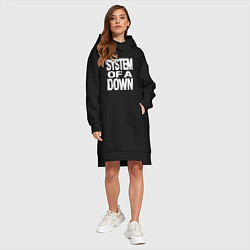 Женское худи-платье System of a Down логотип, цвет: черный — фото 2