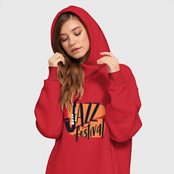 Женское худи-платье Джазовый Фестиваль, цвет: красный — фото 2