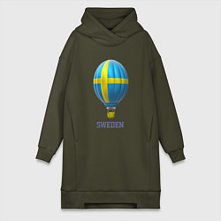 Женская толстовка-платье 3d aerostat Sweden flag