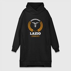 Женское худи-платье Лого Lazio и надпись Legendary Football Club, цвет: черный