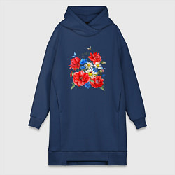 Женская толстовка-платье Летний букет мак василек ромашка цветы лето