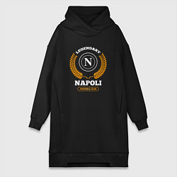 Женское худи-платье Лого Napoli и надпись Legendary Football Club, цвет: черный