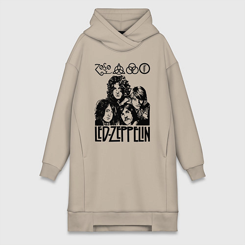 Женская толстовка-платье Led Zeppelin Black / Миндальный – фото 1