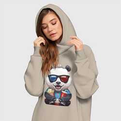 Женское худи-платье Прикольный панда с попкорном и колой, цвет: миндальный — фото 2