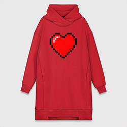 Женская толстовка-платье Пиксельное сердце-здоровье - Красный