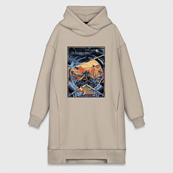 Женское худи-платье Звездный десант в квадрате, цвет: миндальный