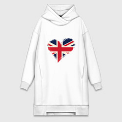 Женское худи-платье Сердце - Британия, цвет: белый