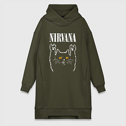 Женская толстовка-платье Nirvana rock cat