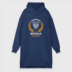 Женское худи-платье Лого Sevilla и надпись legendary football club, цвет: тёмно-синий