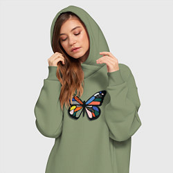 Женское худи-платье Графичная бабочка, цвет: авокадо — фото 2
