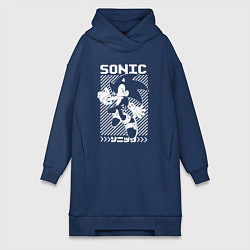 Женское худи-платье Sonic - game, цвет: тёмно-синий