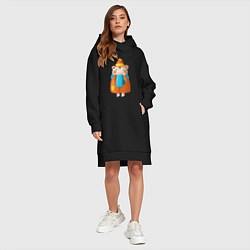 Женское худи-платье Медведица в шубе, цвет: черный — фото 2