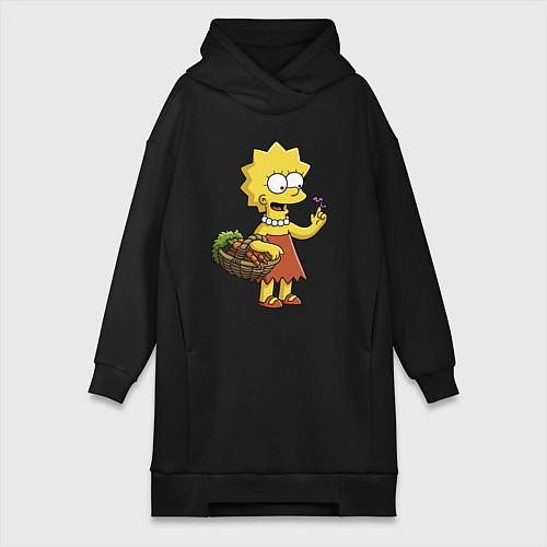 Женская толстовка-платье Lisa Simpson с гусеницей на даче / Черный – фото 1