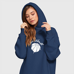 Женское худи-платье Streetball lettering, цвет: тёмно-синий — фото 2