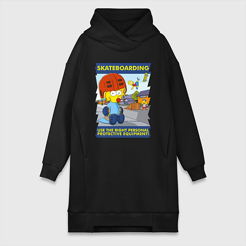 Женская толстовка-платье Skateboarding - use the right personal protective / Черный – фото 1