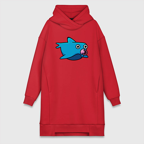 Женская толстовка-платье Маленькая акула / Красный – фото 1
