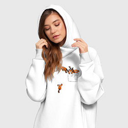 Женское худи-платье Красные панды в кармане, цвет: белый — фото 2