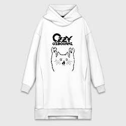 Женское худи-платье Ozzy Osbourne - rock cat, цвет: белый