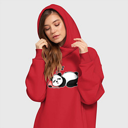 Женское худи-платье Дрыхнущая панда, цвет: красный — фото 2