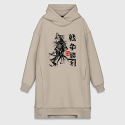 Женская толстовка-платье Самурай с мечом в шлеме