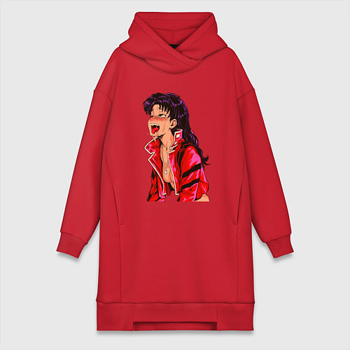 Женская толстовка-платье Мисато Кацураги ahegao / Красный – фото 1