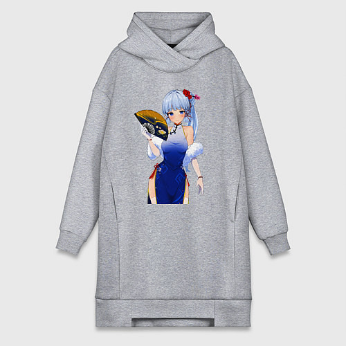 Женская толстовка-платье Аяка в красивом платье - Геншин / Меланж – фото 1