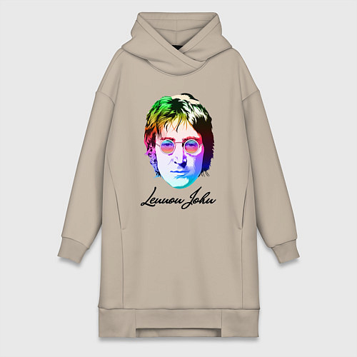 Женская толстовка-платье Леннон Джон / Миндальный – фото 1