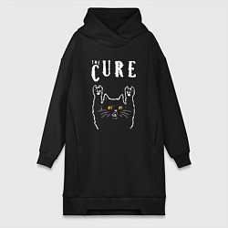 Женское худи-платье The Cure rock cat, цвет: черный