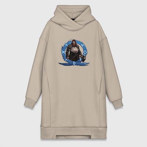 Женская толстовка-платье Тор GoW Ragnarok / Миндальный – фото 1