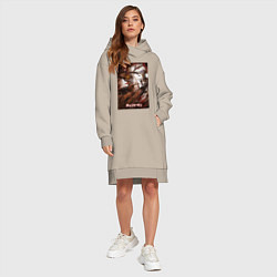 Женское худи-платье Человек бензопила в режиме берсерка, цвет: миндальный — фото 2