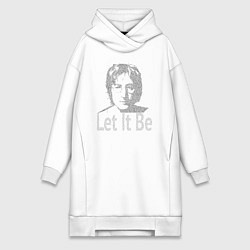 Женская толстовка-платье Портрет Джона Леннона и текст песни Let It Be
