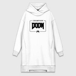 Женская толстовка-платье Doom gaming champion: рамка с лого и джойстиком