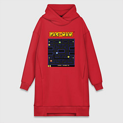 Женское худи-платье Pac-Man на ZX-Spectrum, цвет: красный