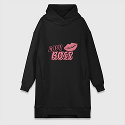 Женское худи-платье Lady boss lips, цвет: черный