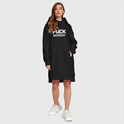 Женское худи-платье Fuck monday, fila, anti-brand, цвет: черный — фото 2