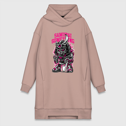 Женская толстовка-платье Самурай с мечом в противогазе / Пыльно-розовый – фото 1