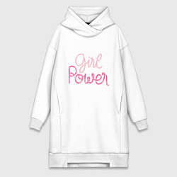 Женское худи-платье Pink - girl Power, цвет: белый