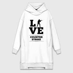 Женское худи-платье Counter Strike love classic, цвет: белый
