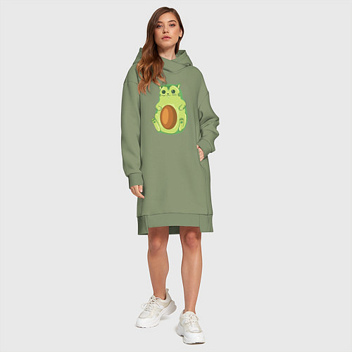 Женская толстовка-платье Каваи авокадо кот / Авокадо – фото 4
