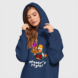 Женское худи-платье Гомер Симпсон тянется за пончиком, цвет: тёмно-синий — фото 2