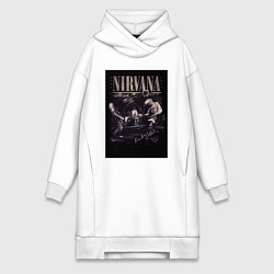 Женское худи-платье Nirvana live, цвет: белый