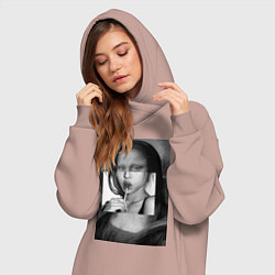 Женское худи-платье Мона Лиза с чупа чупсом - чёрно белая, цвет: пыльно-розовый — фото 2