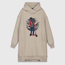 Женская толстовка-платье Мальчик на самокате в противогазе