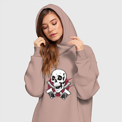 Женское худи-платье Череп и топорики, цвет: пыльно-розовый — фото 2