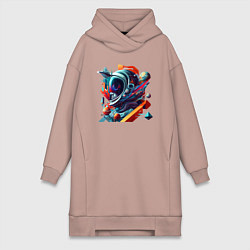 Женская толстовка-платье Космонавт в кубизме